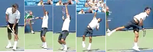 fases del saque de tenis por Roger Federer